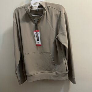 Skechers GOwalk Women's Half-Zip Pullover in Tan with Kangaroo Pocket size M